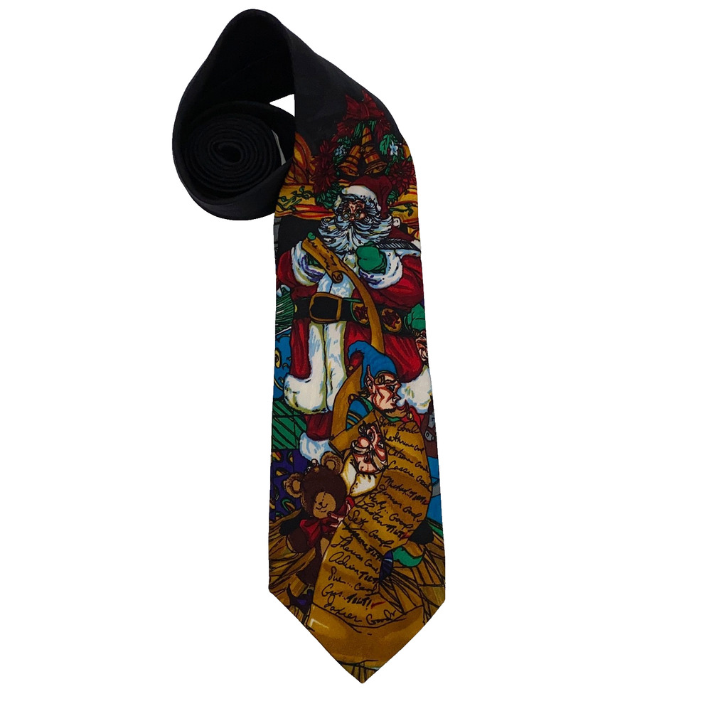 Andaloro Tie Santa Claus Christmas Neckwear Toys Elves Naughty Nice List Korea